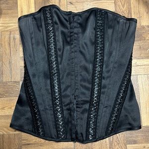 Charlotte Russe Black Corset Faux Leather Stitch Detail